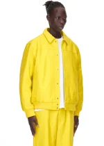 Sp5der Debossed Web Leather Yellow Jacket 2
