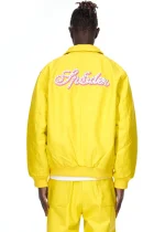 Sp5der Debossed Web Leather Yellow Jacket 3