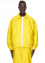 Sp5der Debossed Web Leather Yellow Jacket 4