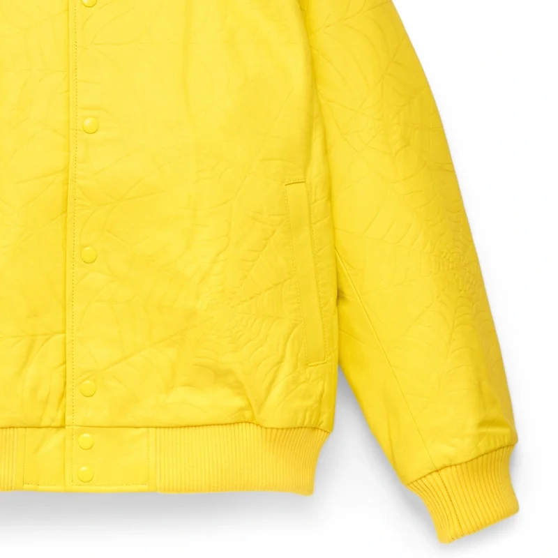 Sp5der Debossed Web Leather Yellow Jacket 5