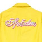 Sp5der Debossed Web Leather Yellow Jacket 6