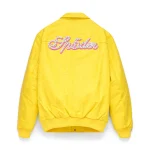 Sp5der Debossed Web Leather Yellow Jacket 7