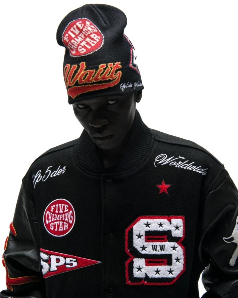 Sp5der District V Varsity Black Jacket 3