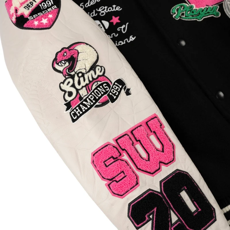 Sp5der Division 5 Varsity Black Jacket 11