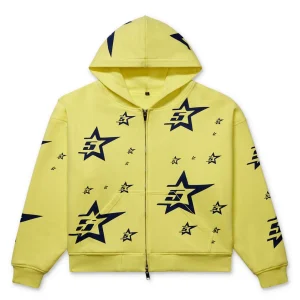 Sp5der Double Layer 5star Zip Yellow Hoodie