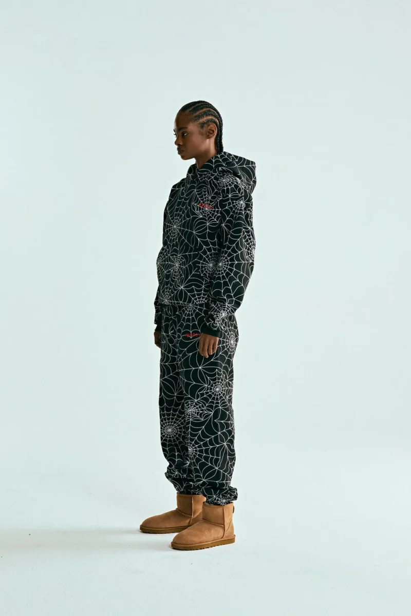 Sp5der Embroidered Aop Black Hoodie 1