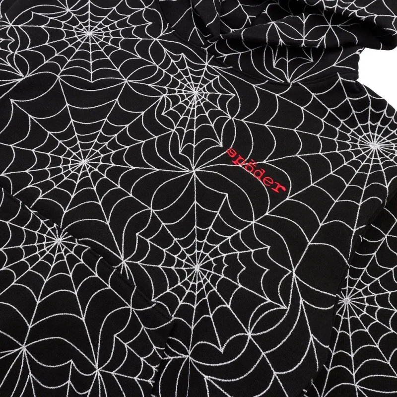 Sp5der Embroidered Aop Black Hoodie 7