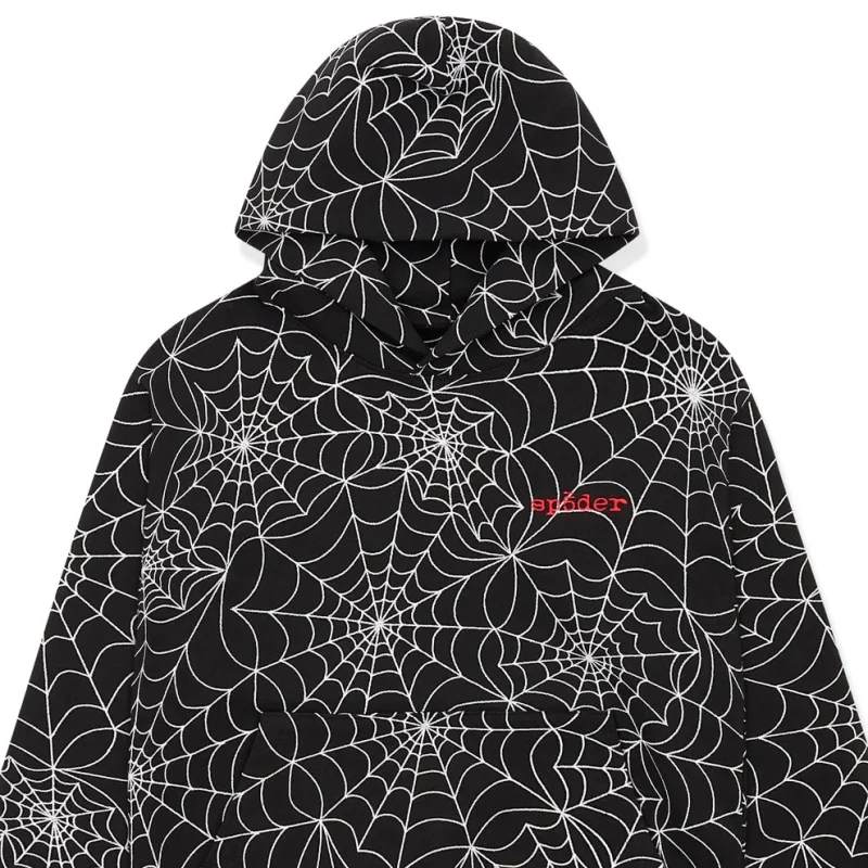 Sp5der Embroidered Aop Black Hoodie 8