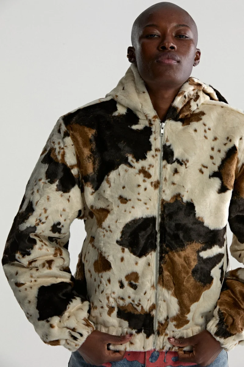 Sp5der Faux Fur Cow Print Jacket 1