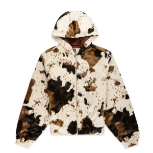 Sp5der Faux Fur Cow Print Jacket