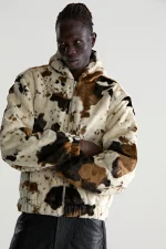 Sp5der Faux Fur Cow Print Jacket 7