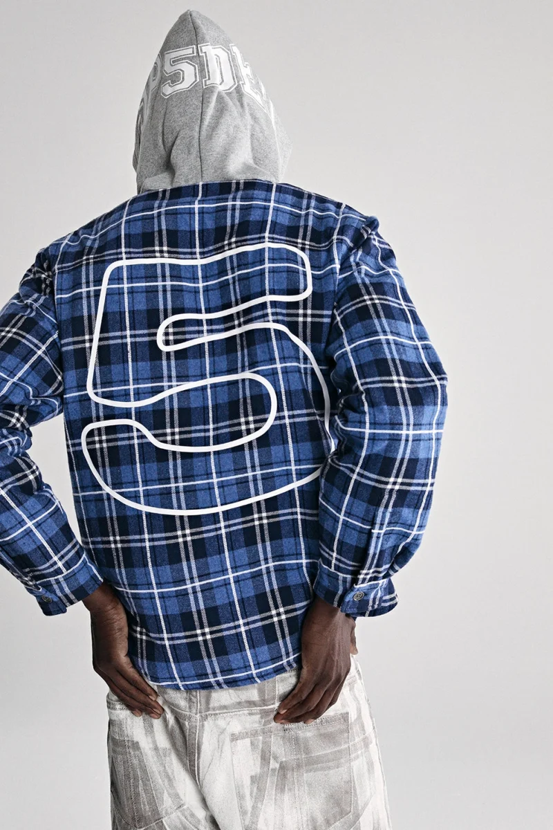 Sp5der Hooded Zip Flannel Shirt Jacket 1
