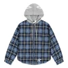 Sp5der Hooded Zip Flannel Shirt Jacket