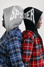 Sp5der Hooded Zip Flannel Shirt Jacket 2