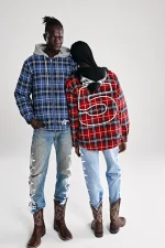 Sp5der Hooded Zip Flannel Shirt Jacket 3