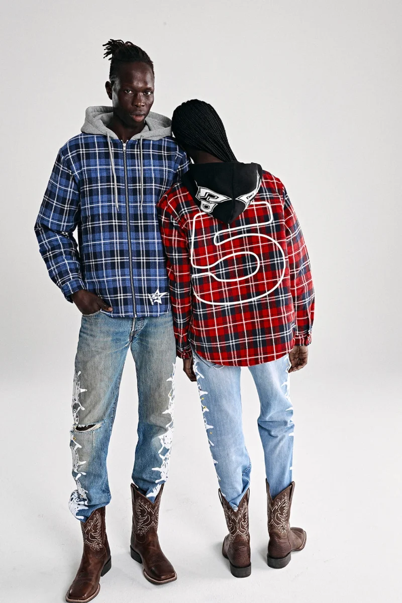 Sp5der Hooded Zip Flannel Shirt Jacket 3