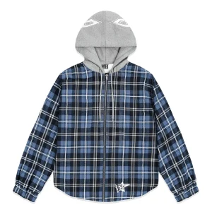 Sp5der Hooded Zip Flannel Shirt Jacket