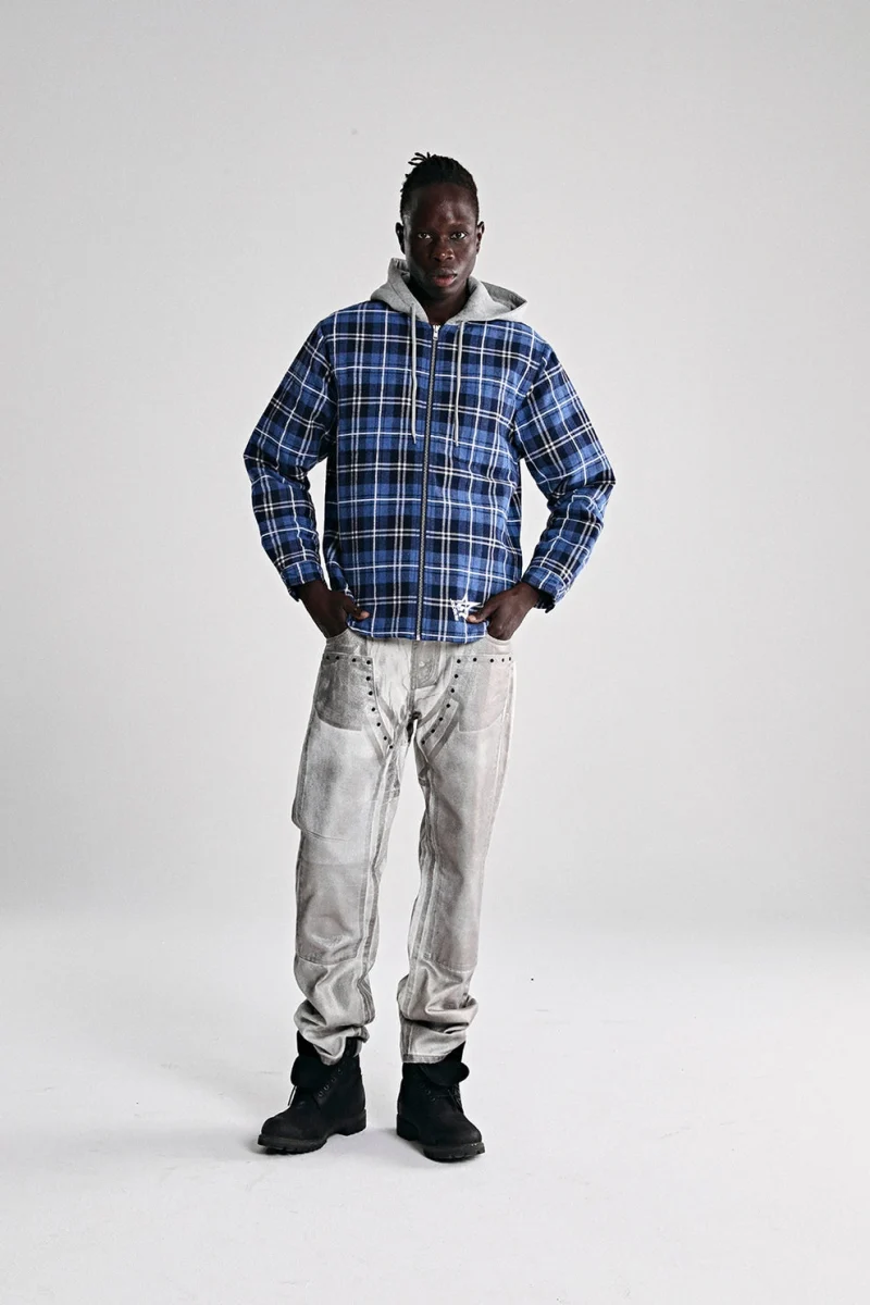 Sp5der Hooded Zip Flannel Shirt Jacket 7