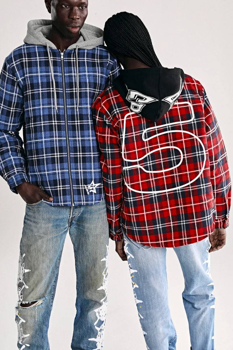 Sp5der Hooded Zip Flannel Shirt Red Jacket 1