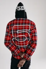 Sp5der Hooded Zip Flannel Shirt Red Jacket 2