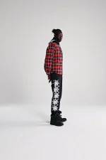 Sp5der Hooded Zip Flannel Shirt Red Jacket 5