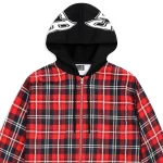 Sp5der Hooded Zip Flannel Shirt Red Jacket 6