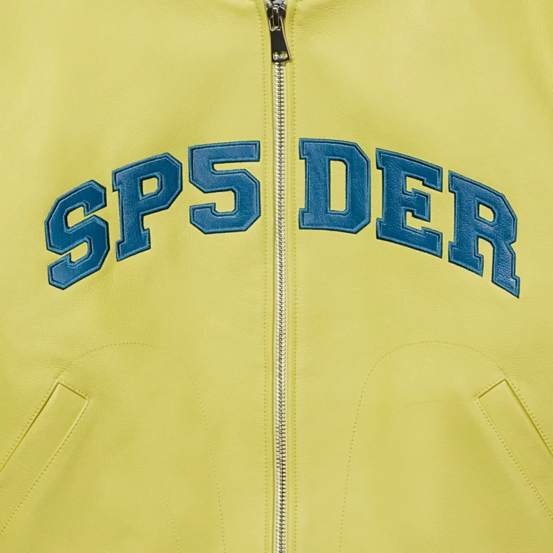 Sp5der Leather Logo Bomber Jacket 1