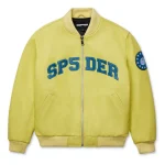 Sp5der Leather Logo Bomber Jacket