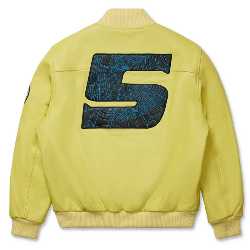 Sp5der Leather Logo Bomber Jacket 2