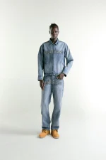 Sp5der Light Blue Wash Denim Work Jacket 3