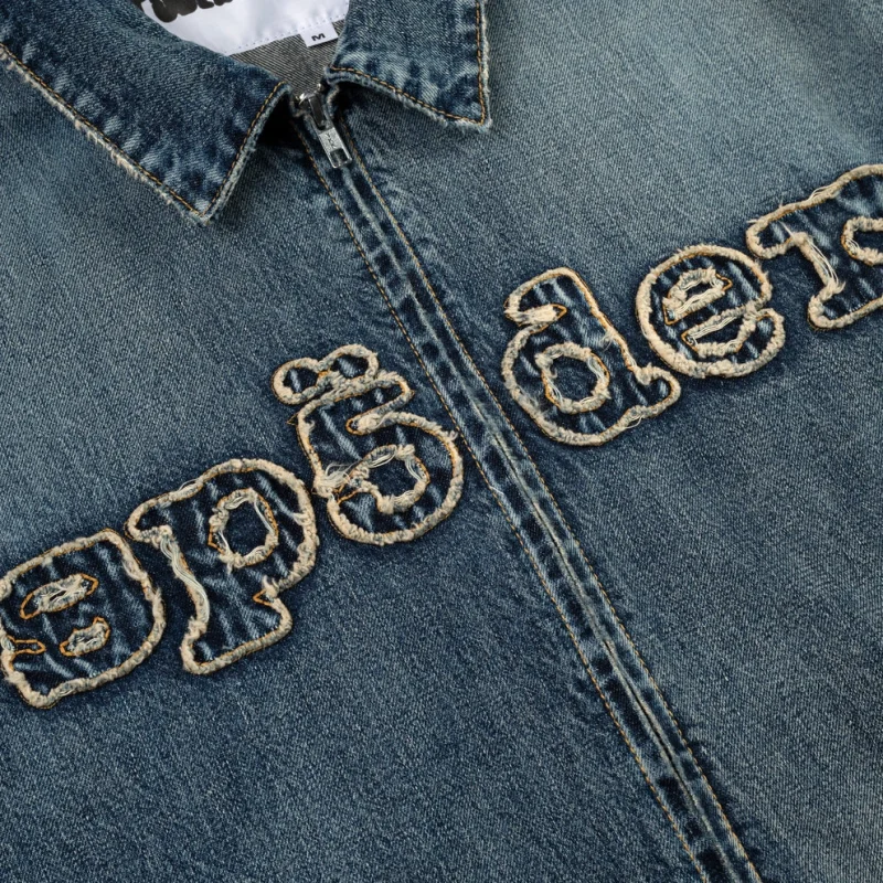 Sp5der Light Blue Wash Denim Work Jacket 4