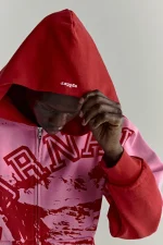 Sp5der Nocturnal Zip Red Hoodie 3