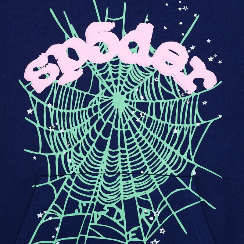 sp5der og web hoodie blue center