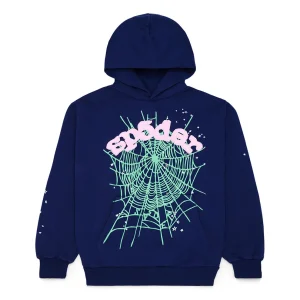 sp5der og web hoodie blue