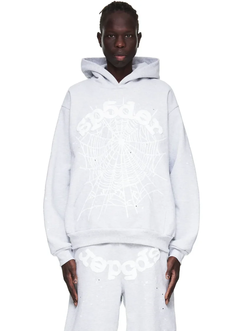 sp5der og web hoodie heather grey center
