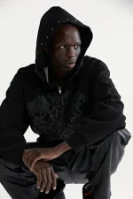 Sp5der Og Web Studded Zip Black Hoodie 1