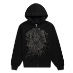 Sp5der Og Web Studded Zip Black Hoodie