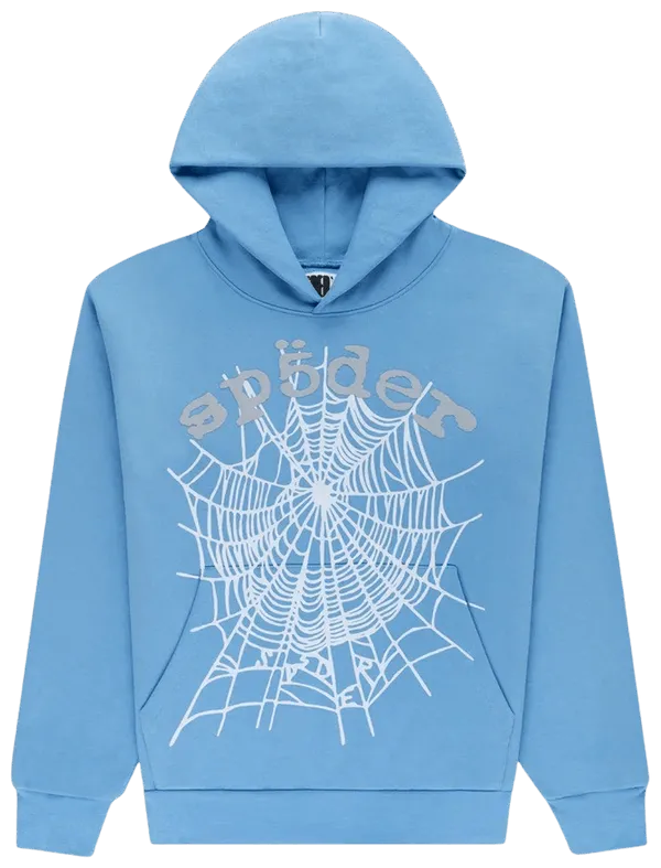sp5der og web v2 hoodie dusty blue front sp5der og web v2 hoodie dusty blue