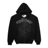 sp5der og web v2 rhinestone zip-up hoodie