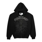 sp5der og web v2 rhinestone zip-up hoodie