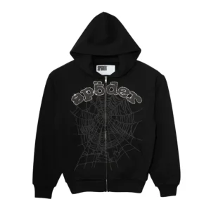 sp5der og web v2 rhinestone zip-up hoodie