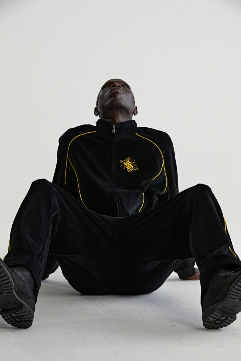 Sp5der Outline Velour Track Black Jacket 2