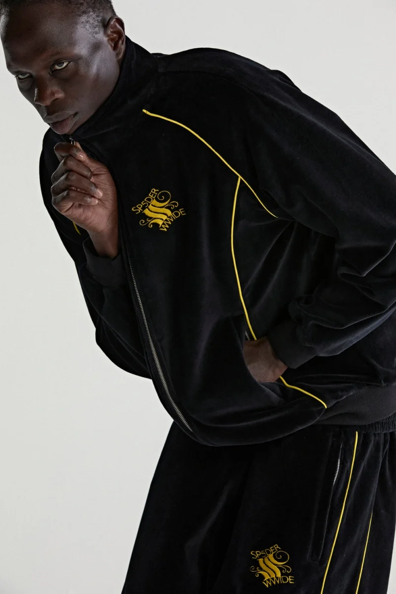 Sp5der Outline Velour Track Black Jacket 4