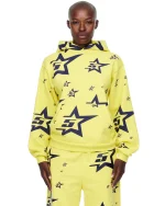 Sp5der Print 5star Yellow Hoodie 2