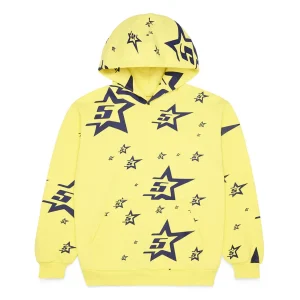 Sp5der Print 5star Yellow Hoodie