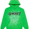 Sp5der Punk V2 Rhinestone Bright Green Hoodie