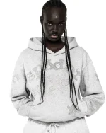 Sp5der Rhinestone Beluga Hoodie ‘Heather Grey’ 2