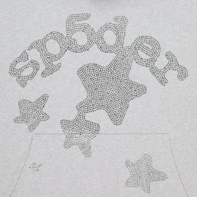 Sp5der Rhinestone Beluga Hoodie ‘Heather Grey’ 8