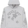 sp5der rhinestone beluga hoodie heather grey