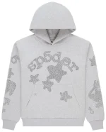 sp5der rhinestone beluga hoodie heather grey